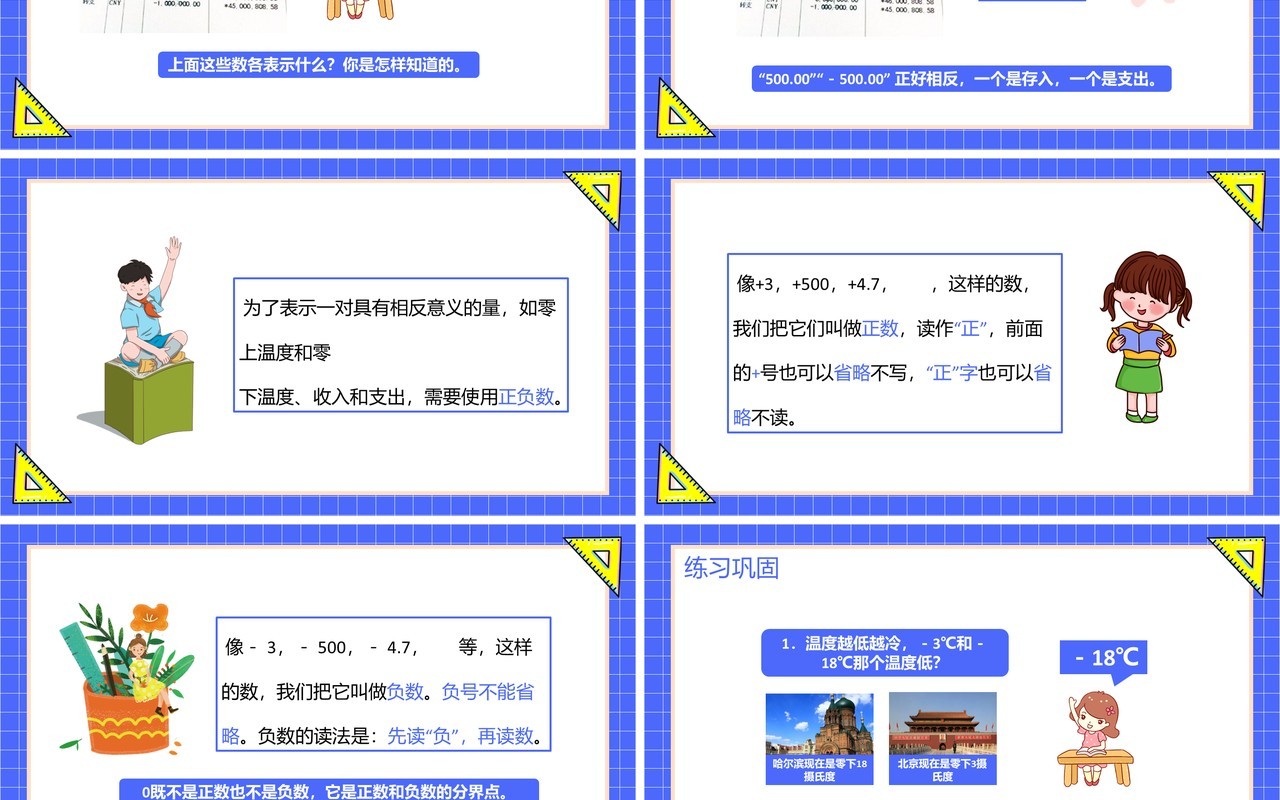 部编版六年级数学下册负数的认识课件PPT模板