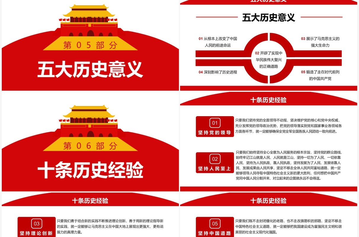 红色简约第三个历史决议学什么怎么学PPT模板