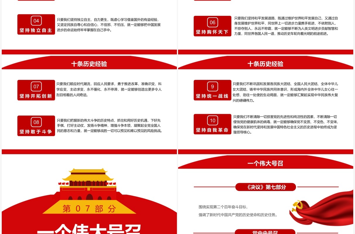 红色简约第三个历史决议学什么怎么学PPT模板