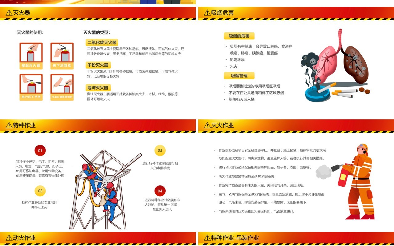 红色卡通风施工现场安全培训PPT模板
