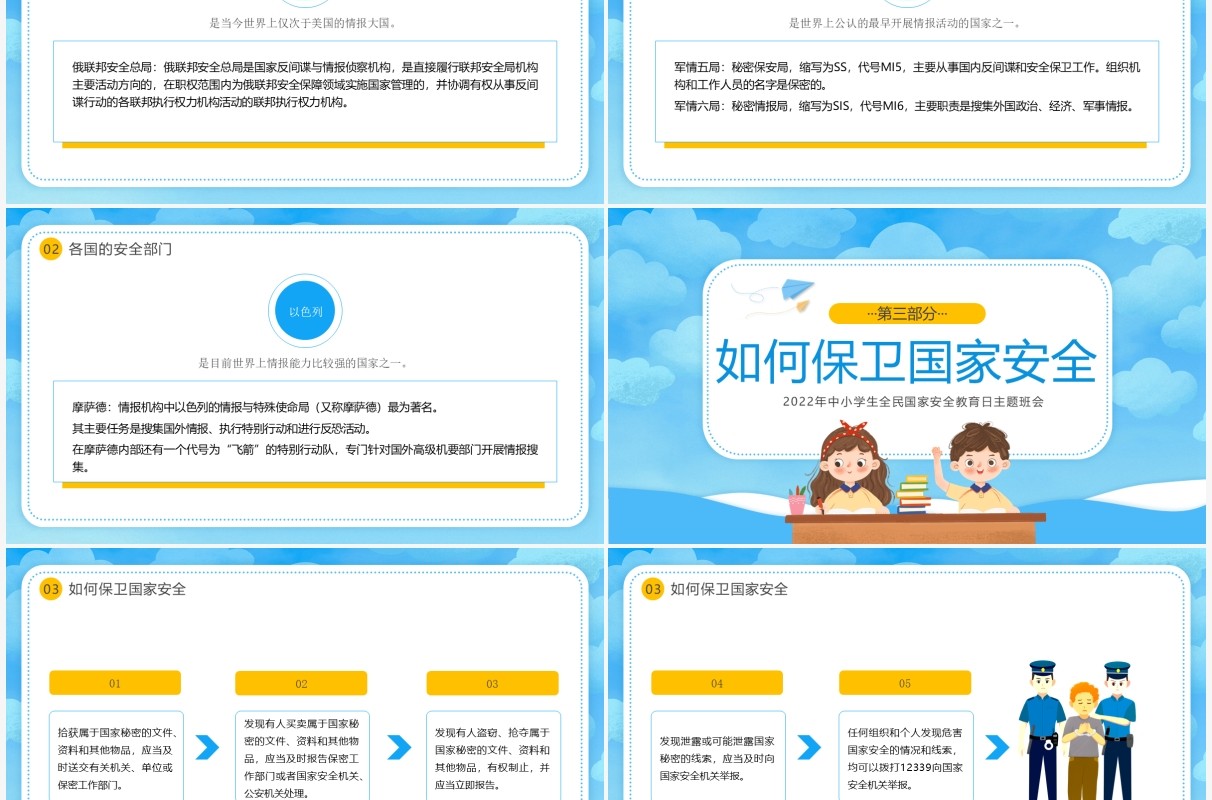 蓝色卡通风国家安全教育日主题班会PPT模板