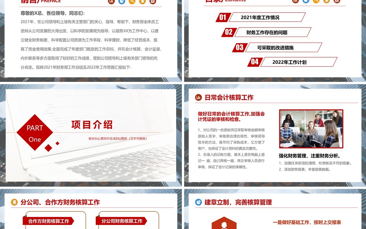 2022简约商务风公司企业财务部工作总结计划PPT模板