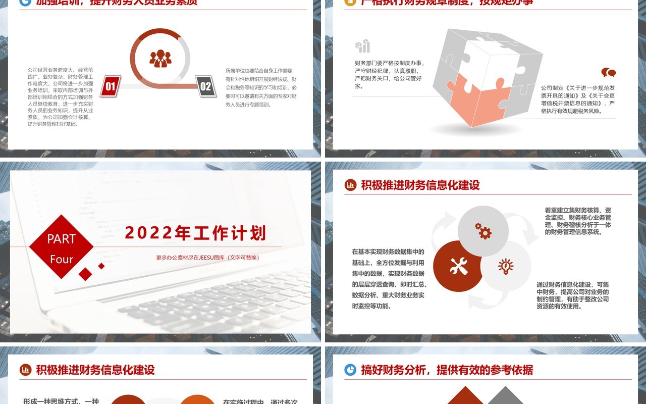 2022简约商务风公司企业财务部工作总结计划PPT模板