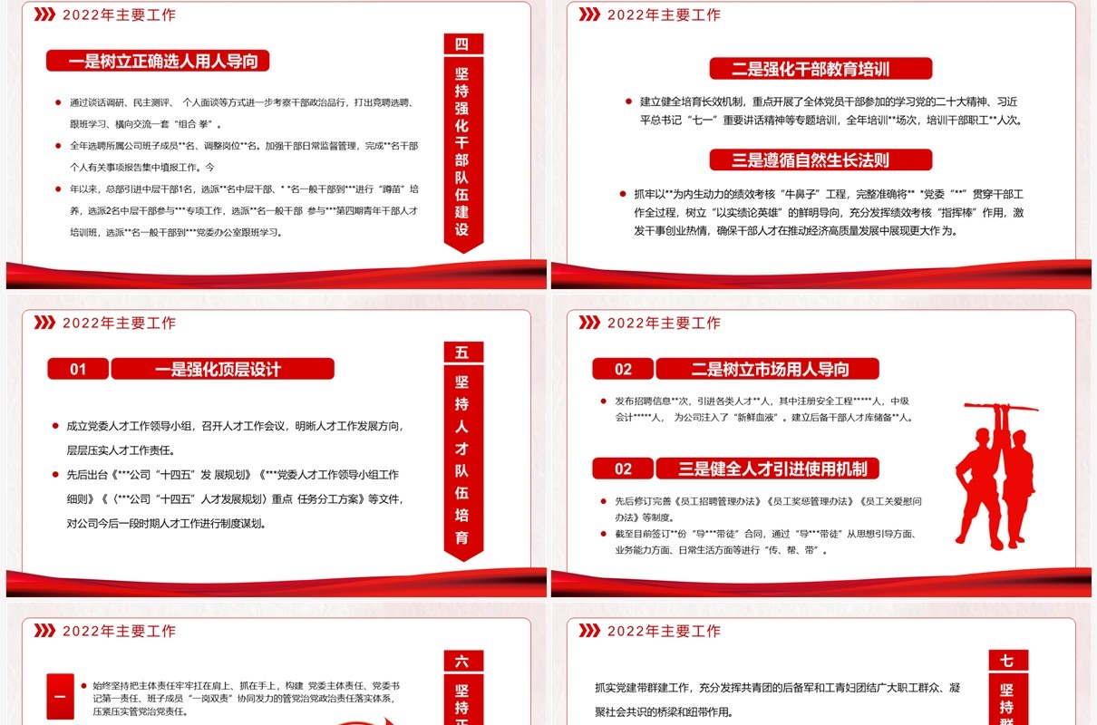 红色党政风2022年基层党建工作总结PPT模板