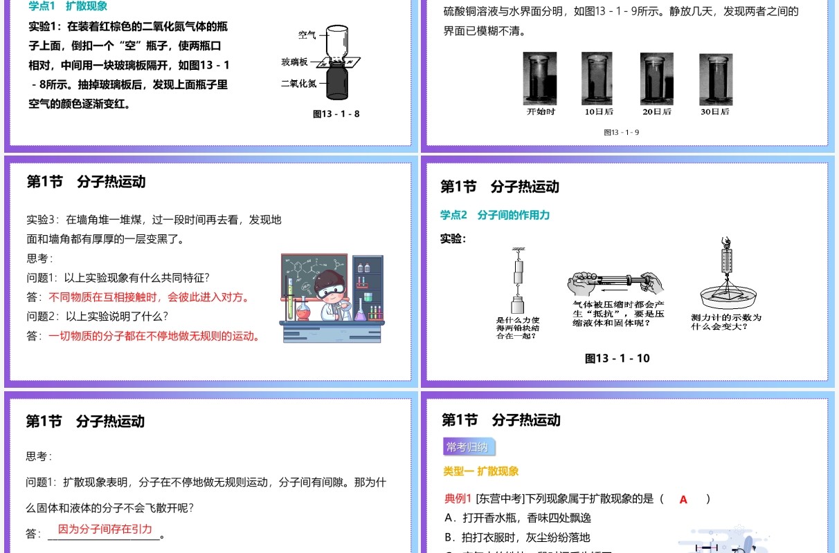 部编版九年级物理全册分子热运动课件PPT模板