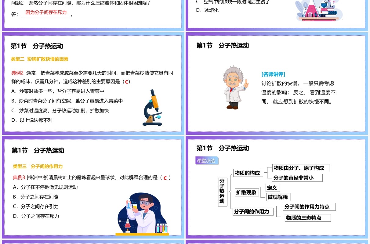 部编版九年级物理全册分子热运动课件PPT模板