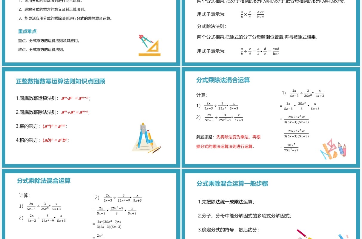 部编版八年级数学上册分式的乘除课件PPT模板