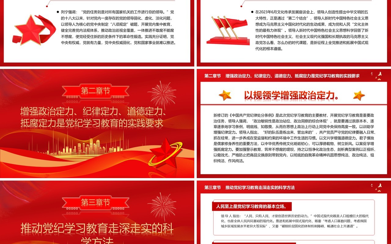 红色党纪学习教育的时代价值和方法意蕴PPT模板