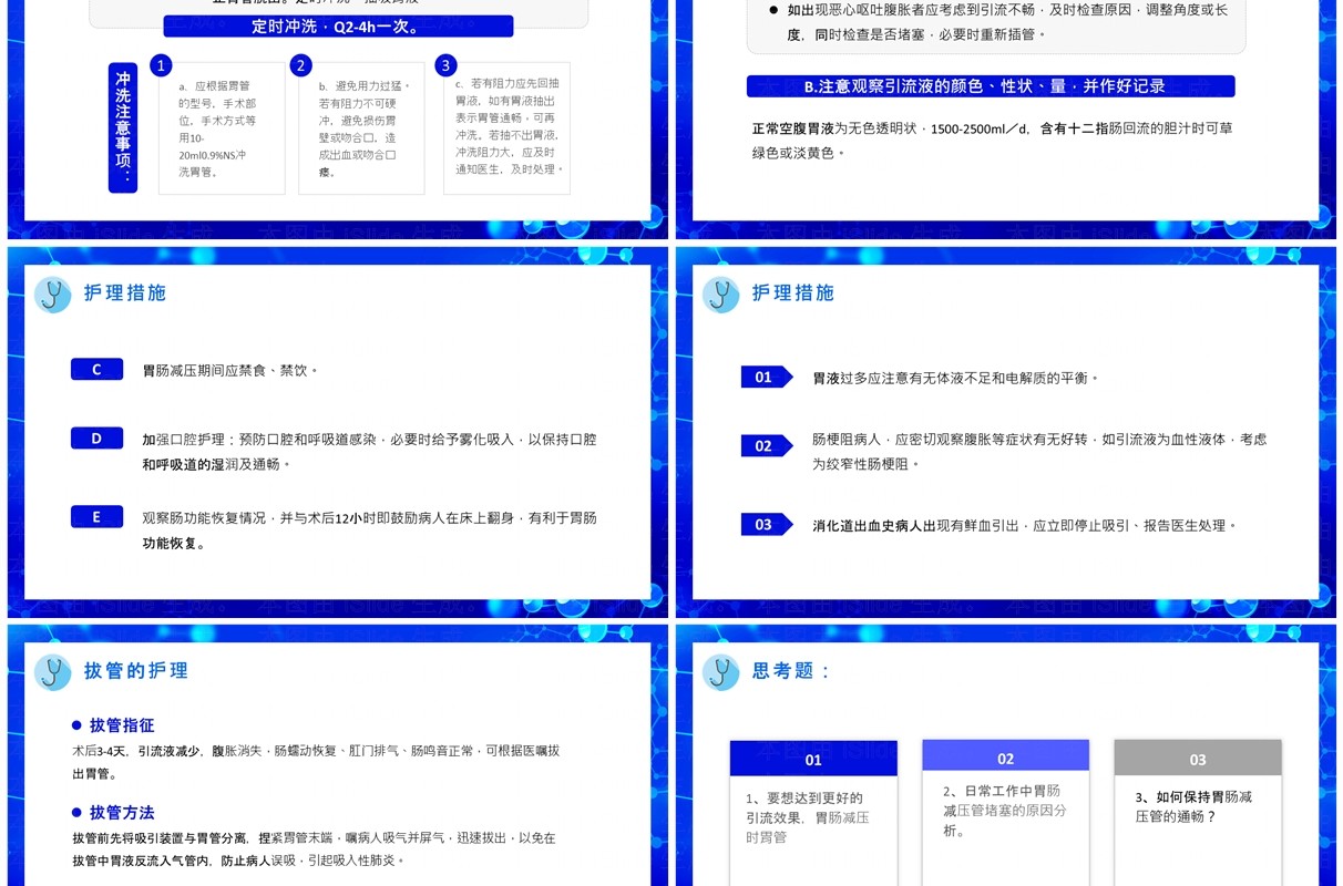 蓝色卡通风胃肠减压的医疗护理PPT模板