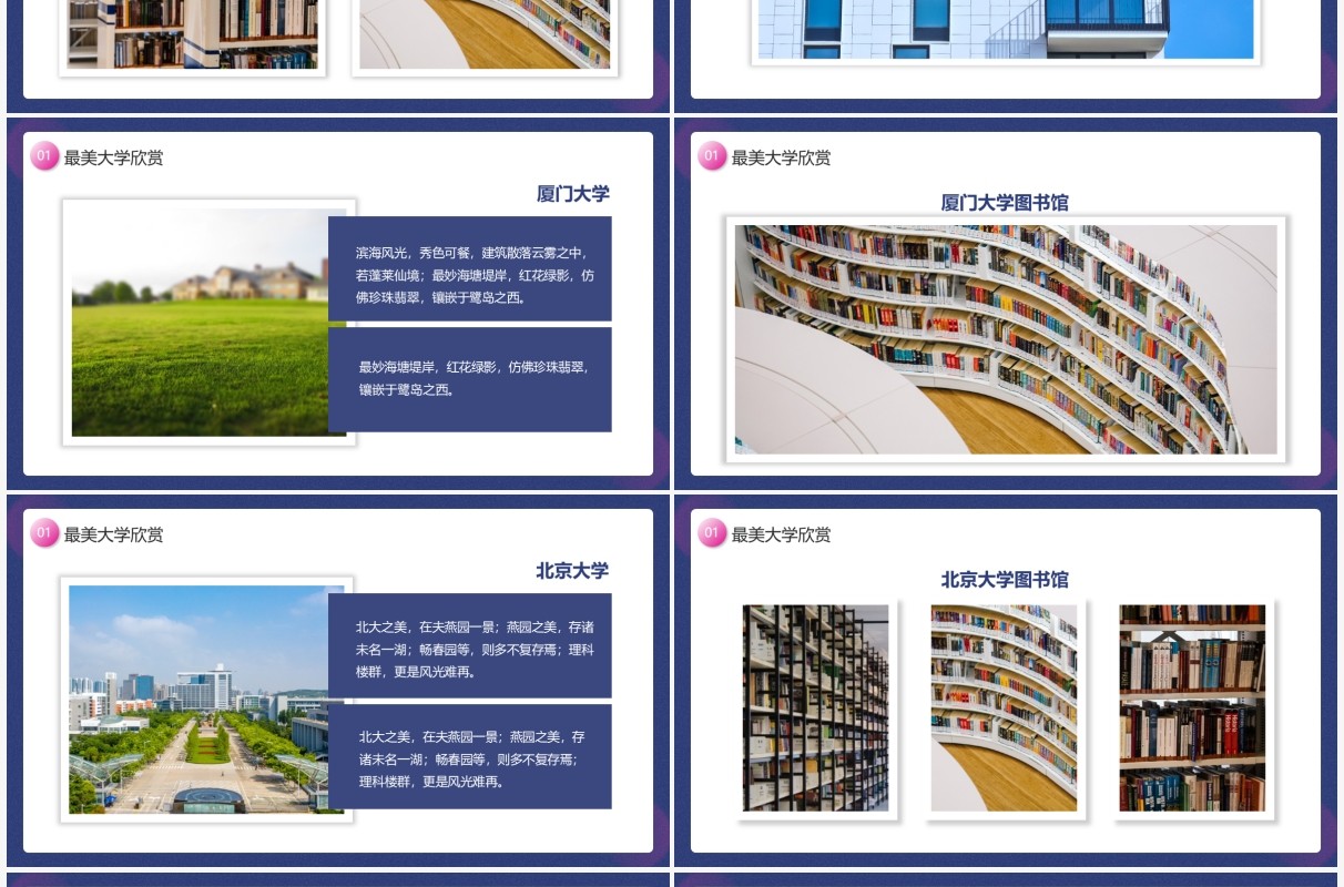 蓝色简约风我的理想大学介绍PPT模板