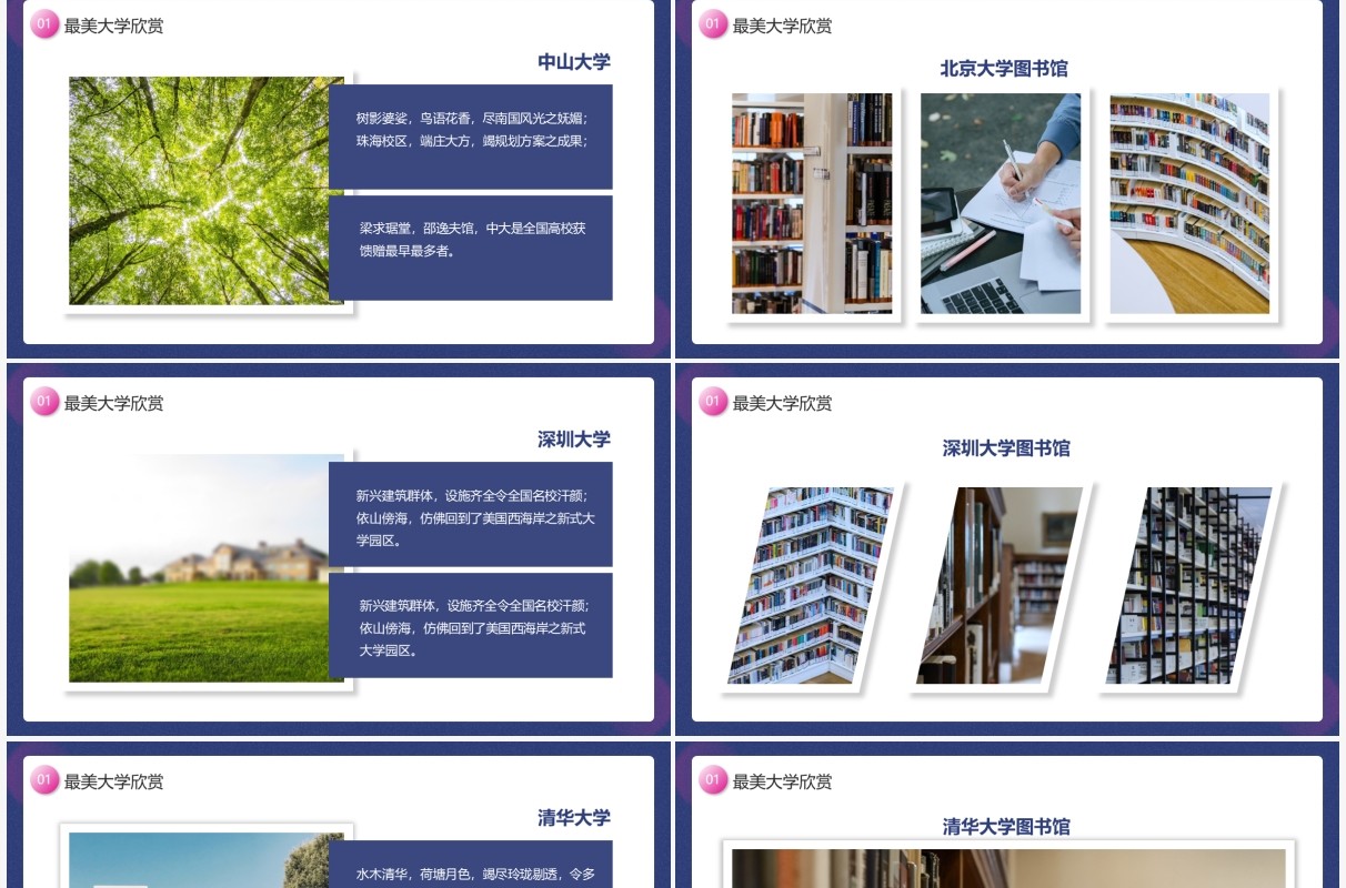 蓝色简约风我的理想大学介绍PPT模板