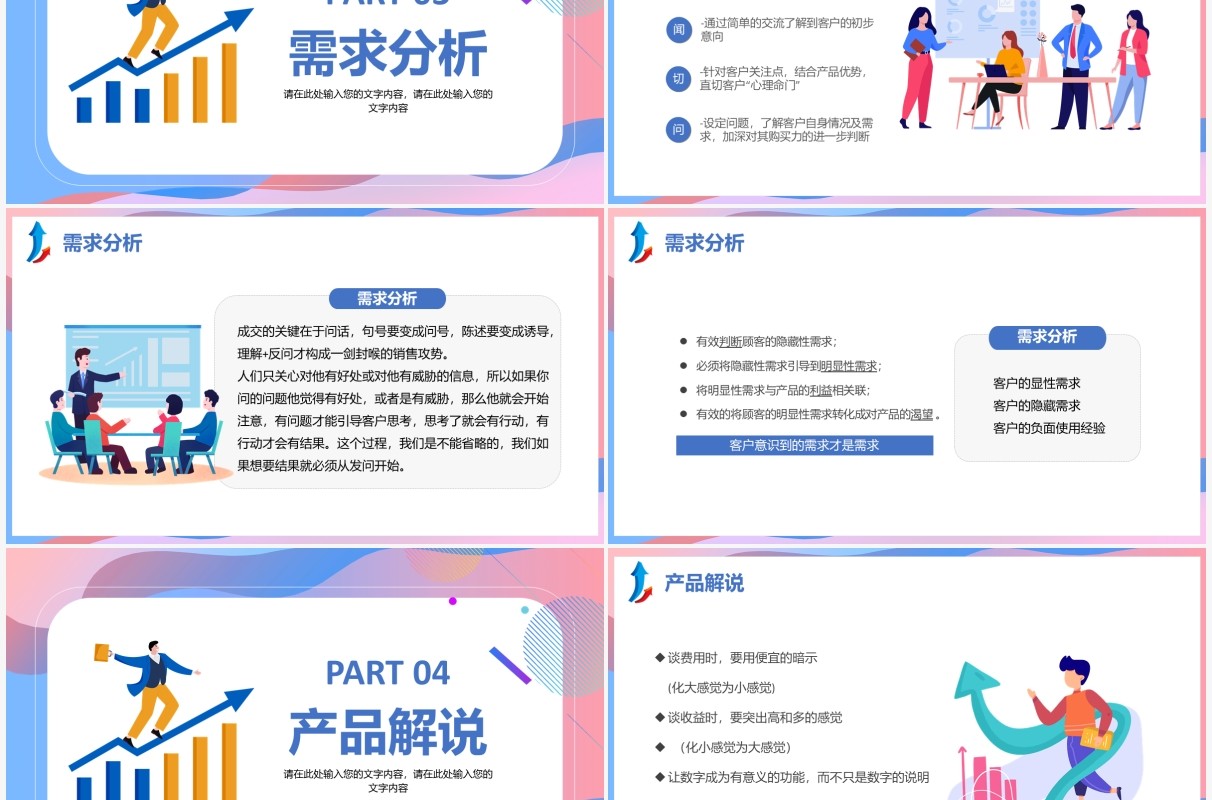 渐变扁平化企业销售基本流程企业培训PPT模板