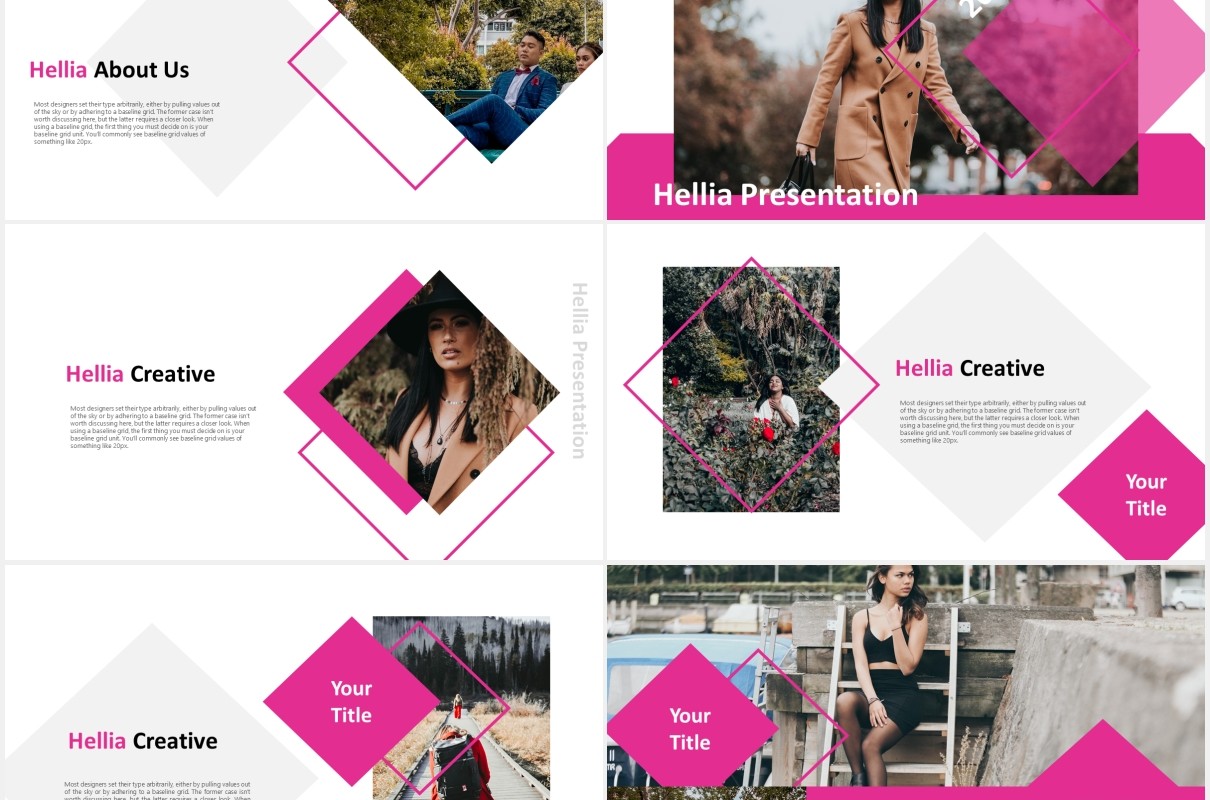 多套色系公司宣传图片排版国外PPT模板hellia powerpoint