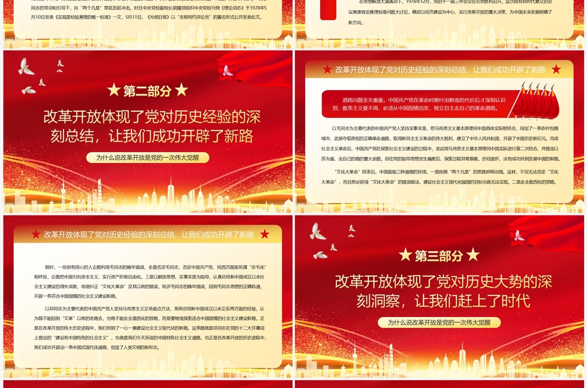 改革开放是党的一次伟大觉醒党员干部专题党课PPT模板
