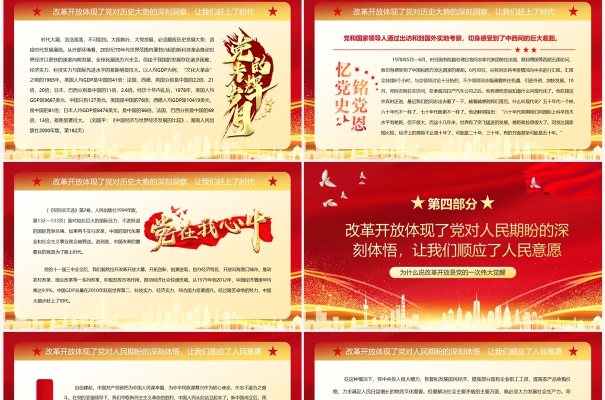 改革开放是党的一次伟大觉醒党员干部专题党课PPT模板