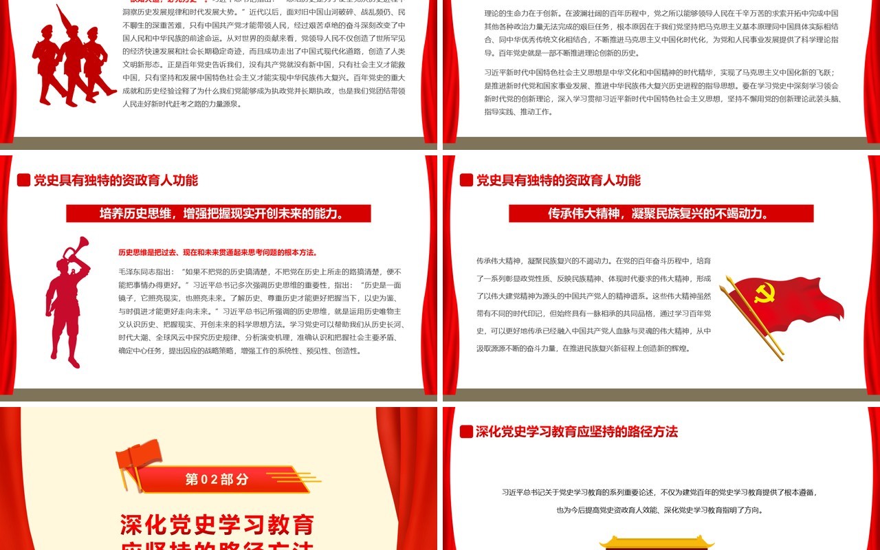红色简约推进党史学习教育常态化长效化PPT模板