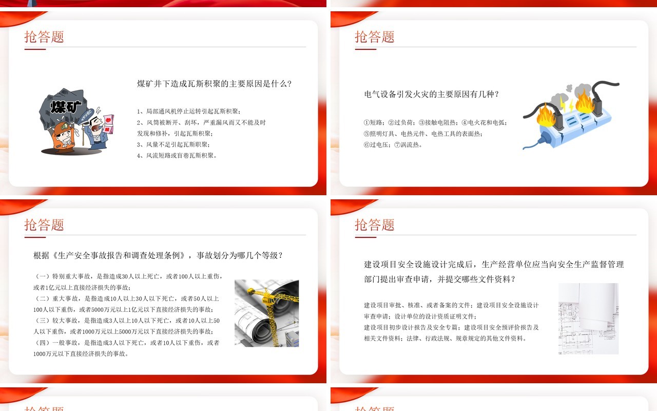 红色简约风安全生产月知识竞赛PPT模板