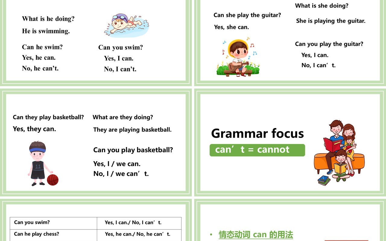 人教版七年级英语下册Can you play the guitar第二课时教育课件PPT模板