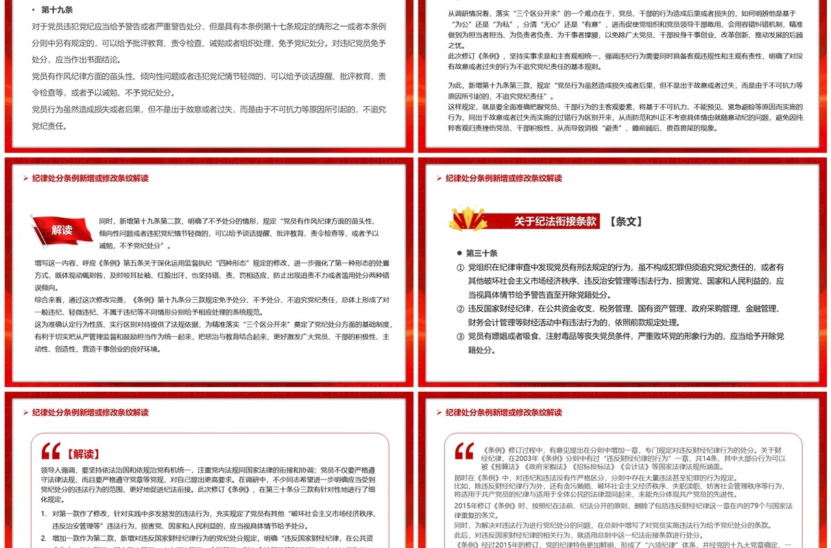 红色简约风中国共产党纪律处分条例PPT模板
