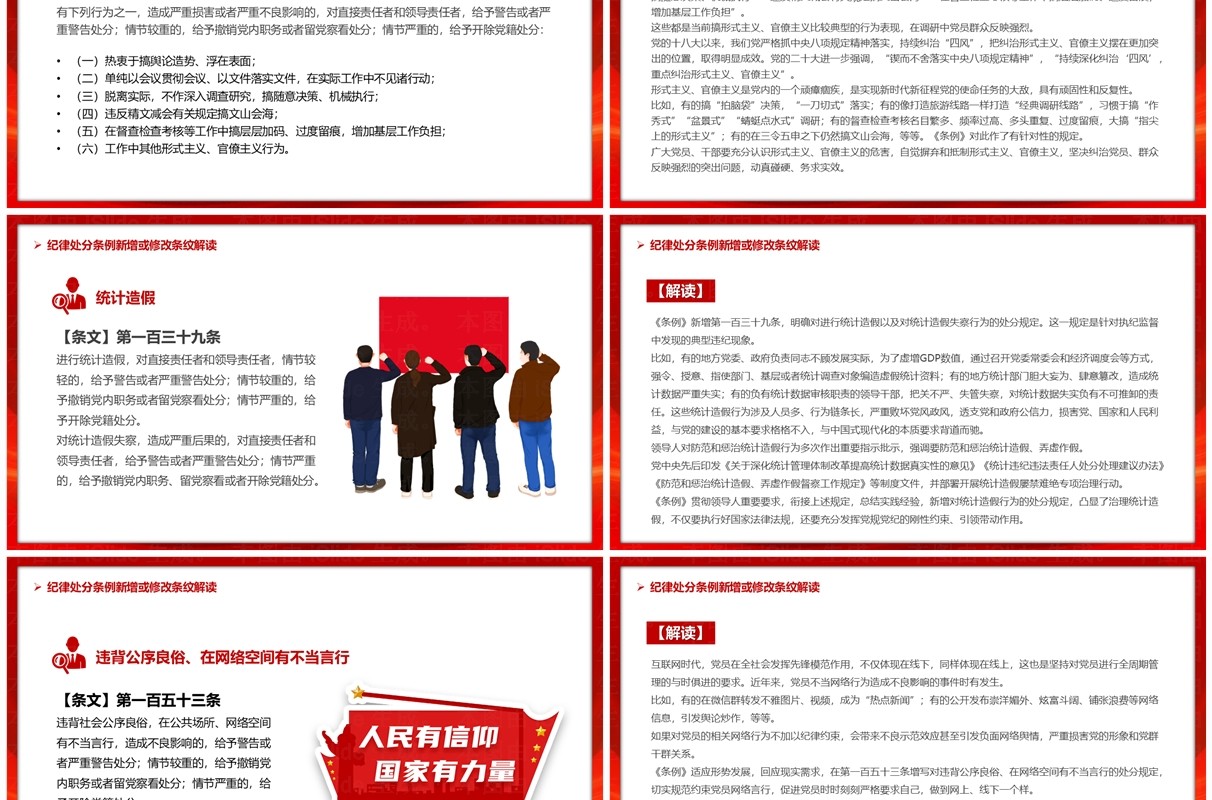 红色简约风中国共产党纪律处分条例PPT模板