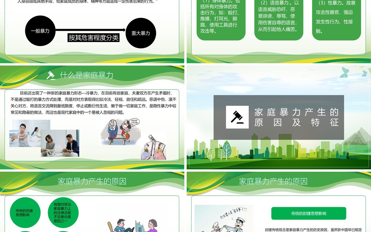 绿色反对家庭暴力国际消除家庭暴力日PPT模板