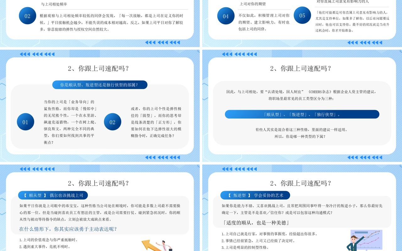 蓝色简约风向上管理企业培训PPT模板
