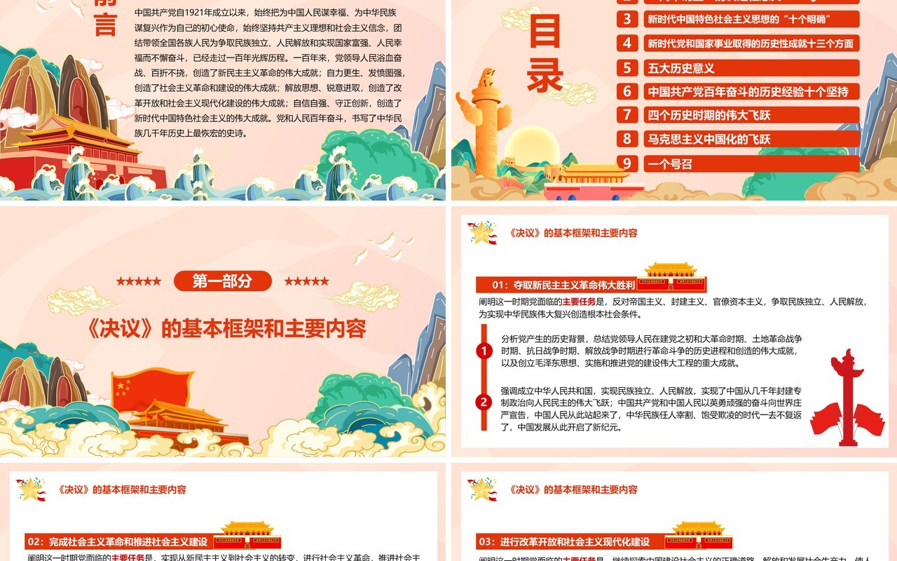 百年奋斗重大成就和历史经验的决议PPT模板