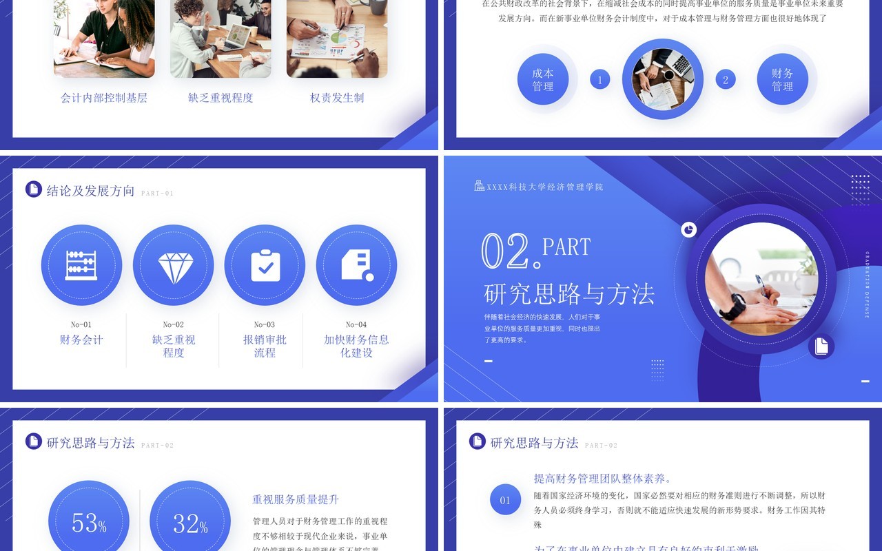 蓝色商务风会计专业毕业答辩PPT模板