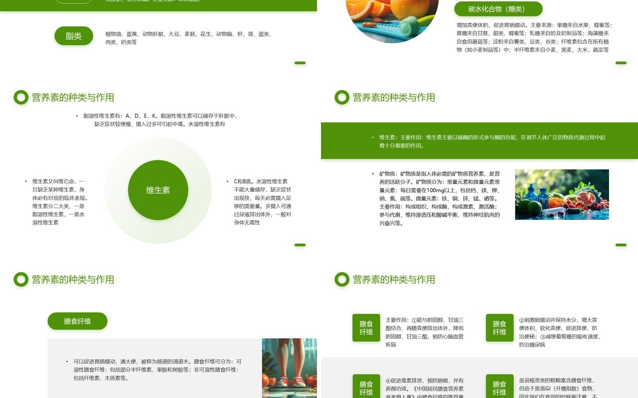 绿色简约风营养与健康生活的基石PPT模板