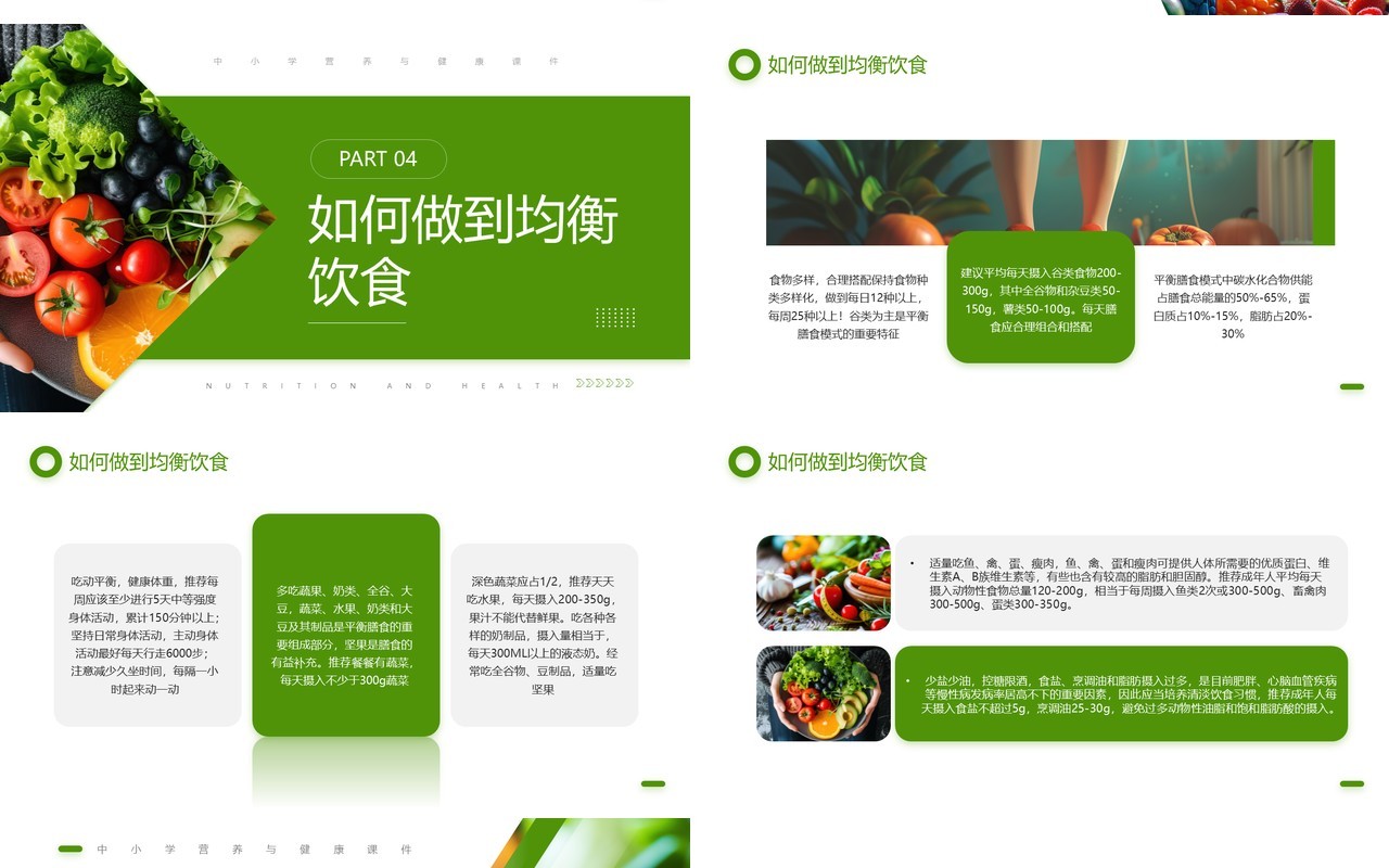 绿色简约风营养与健康生活的基石PPT模板