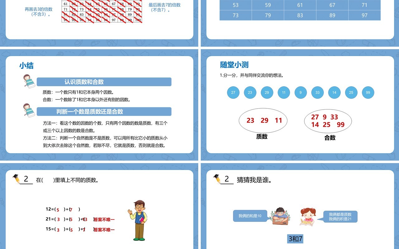 部编版五年级数学下册质数和合数课件PPT模板