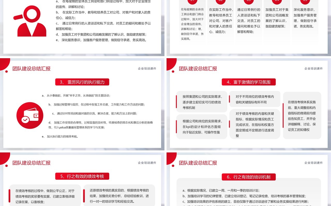 红色简约风团队建设总结与汇报PPT模板