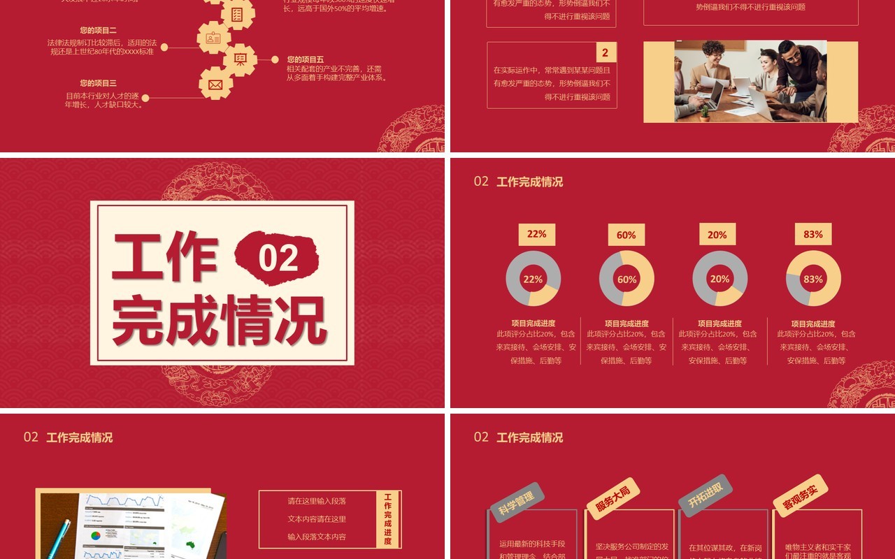 2021红色中国风年终工作总结汇报部门计划报告通用PPT模板