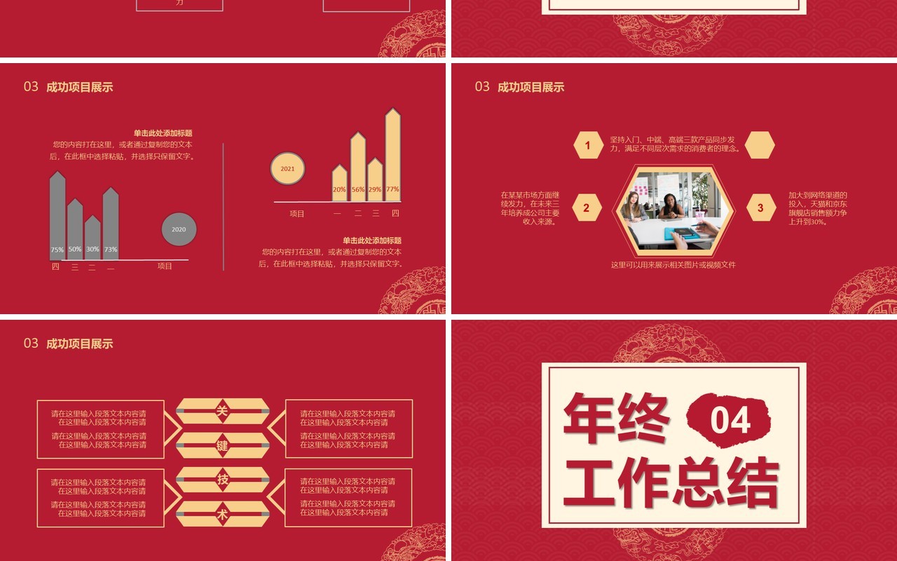 2021红色中国风年终工作总结汇报部门计划报告通用PPT模板