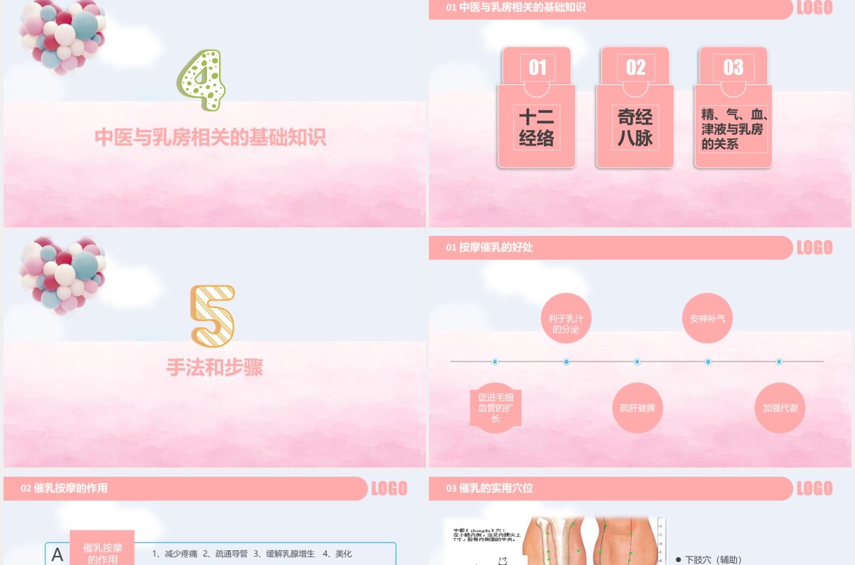 粉色母婴护理高级催乳师培训课程PPT模板