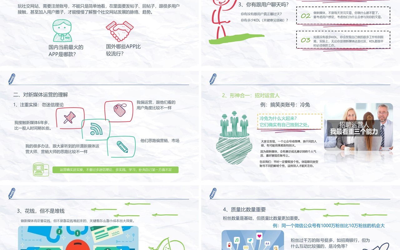 创意手绘新媒体运营必读干货PPT模板