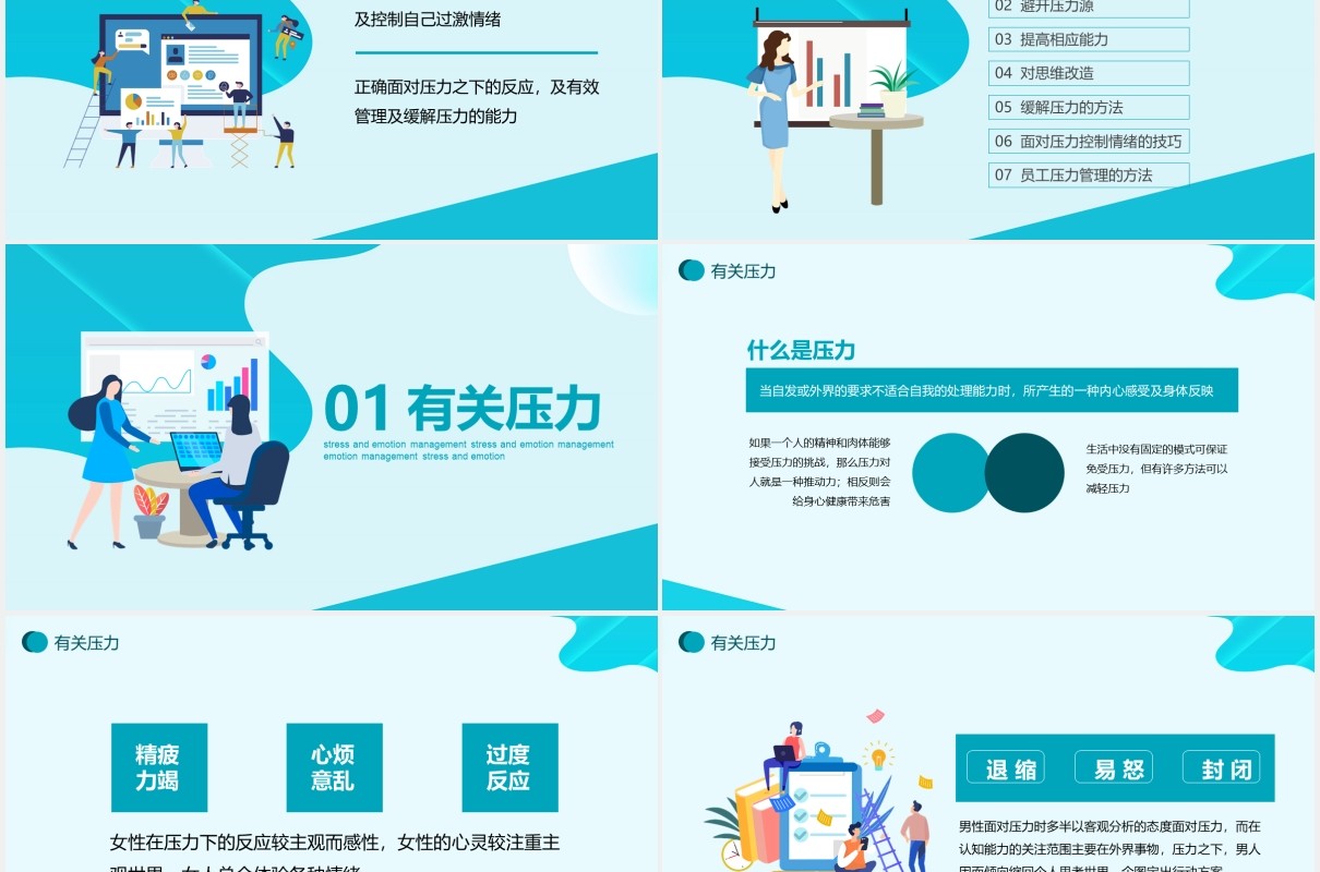 公司员工培训职场压力与情绪管理动态PPT模板