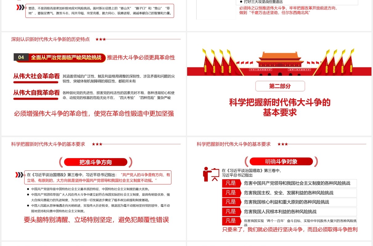 通过学习《治国理政》深化对新时代伟大斗争的把握党课党政ppt模板