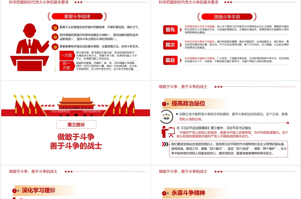 通过学习《治国理政》深化对新时代伟大斗争的把握党课党政ppt模板
