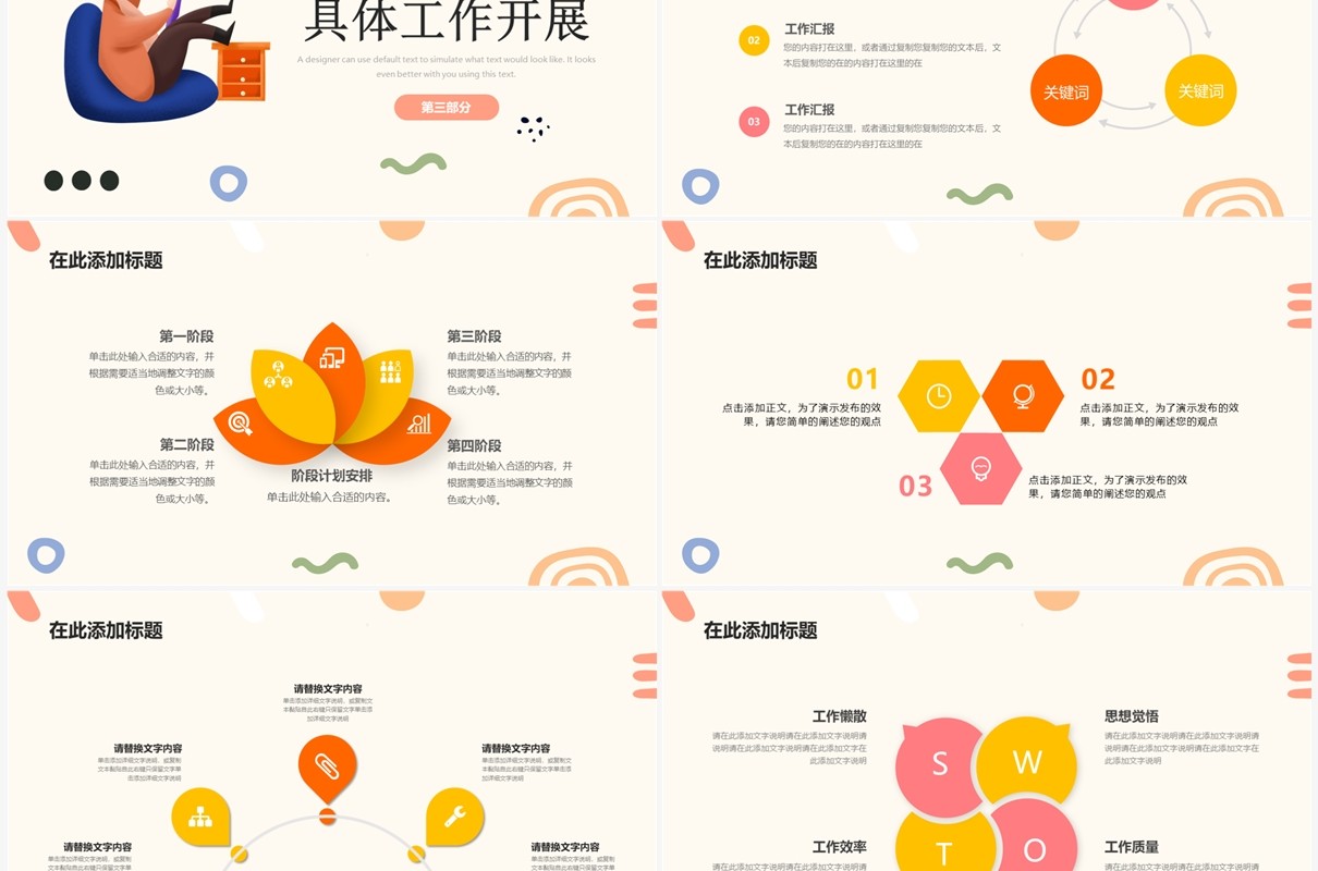 橙色简约风工作述职报告PPT模板