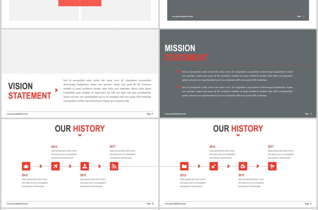 红色现代简约教育行业图片排版设计PPT模板Reshe - Modernist Powerpoint Template