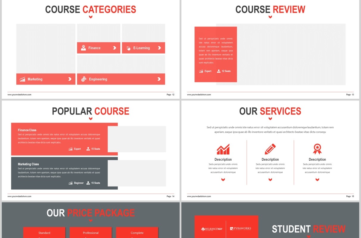 红色现代简约教育行业图片排版设计PPT模板Reshe - Modernist Powerpoint Template