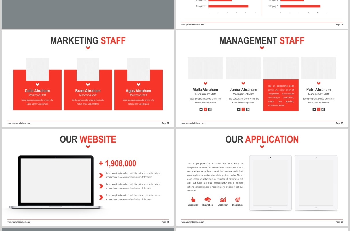 红色现代简约教育行业图片排版设计PPT模板Reshe - Modernist Powerpoint Template