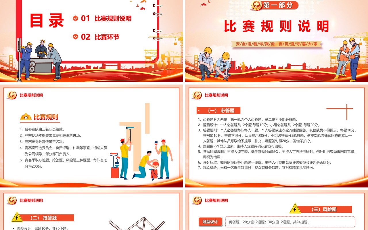 橙色简约安全生产月知识竞赛PPT模板