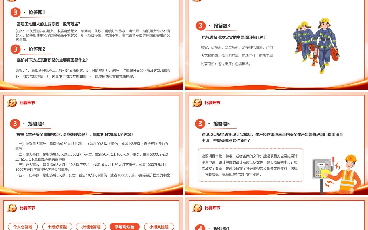 橙色简约安全生产月知识竞赛PPT模板