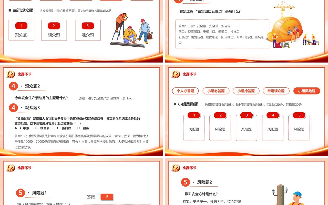 橙色简约安全生产月知识竞赛PPT模板