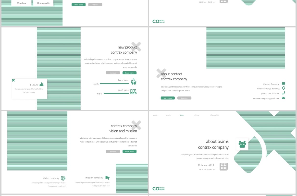 公司简介产品策划项目工作汇报PPT模板版式设计Contrax - Powerpoint Template