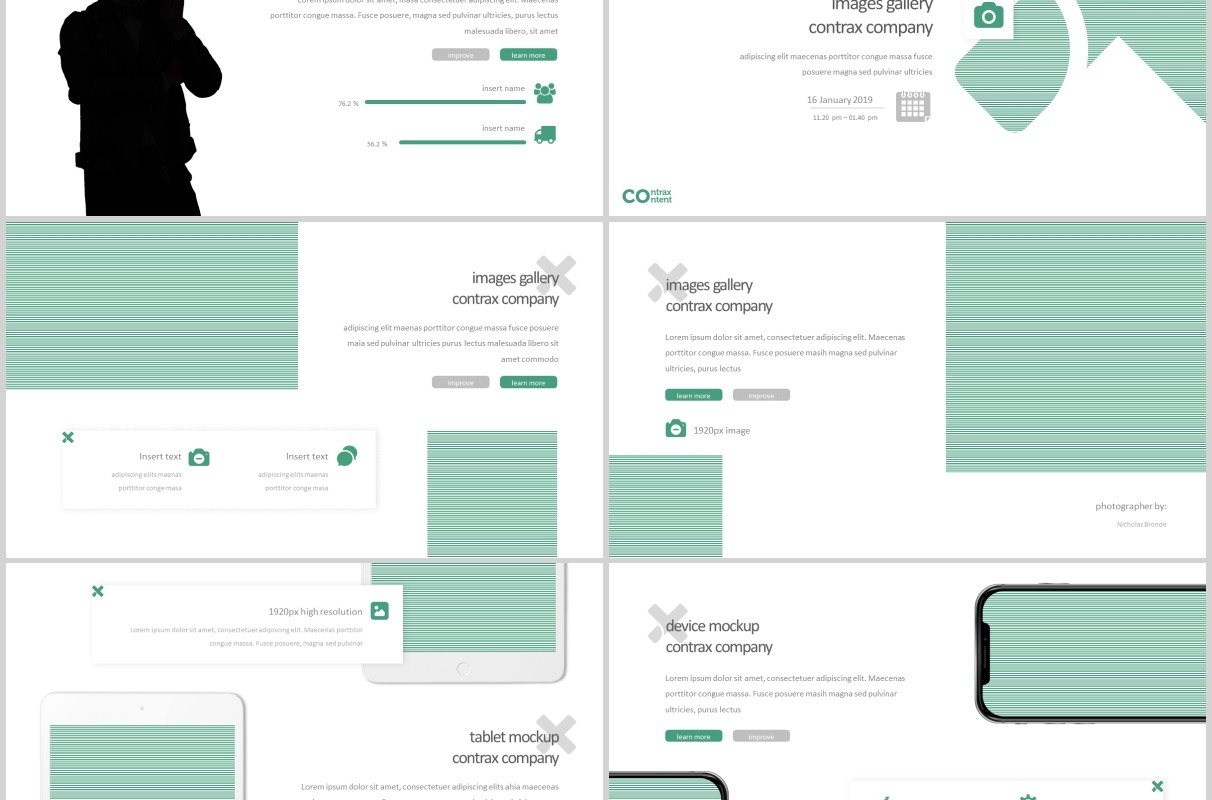 公司简介产品策划项目工作汇报PPT模板版式设计Contrax - Powerpoint Template