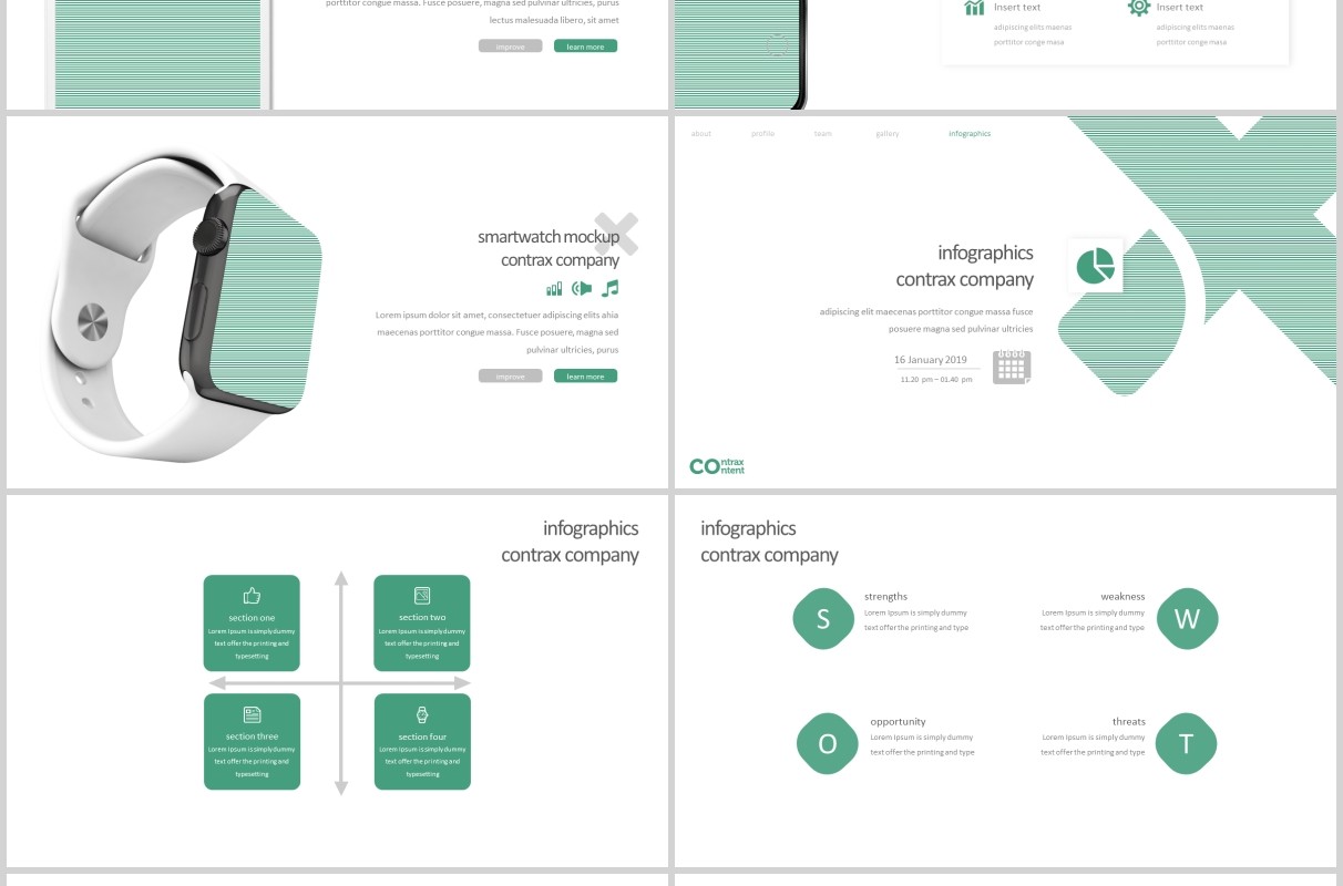 公司简介产品策划项目工作汇报PPT模板版式设计Contrax - Powerpoint Template