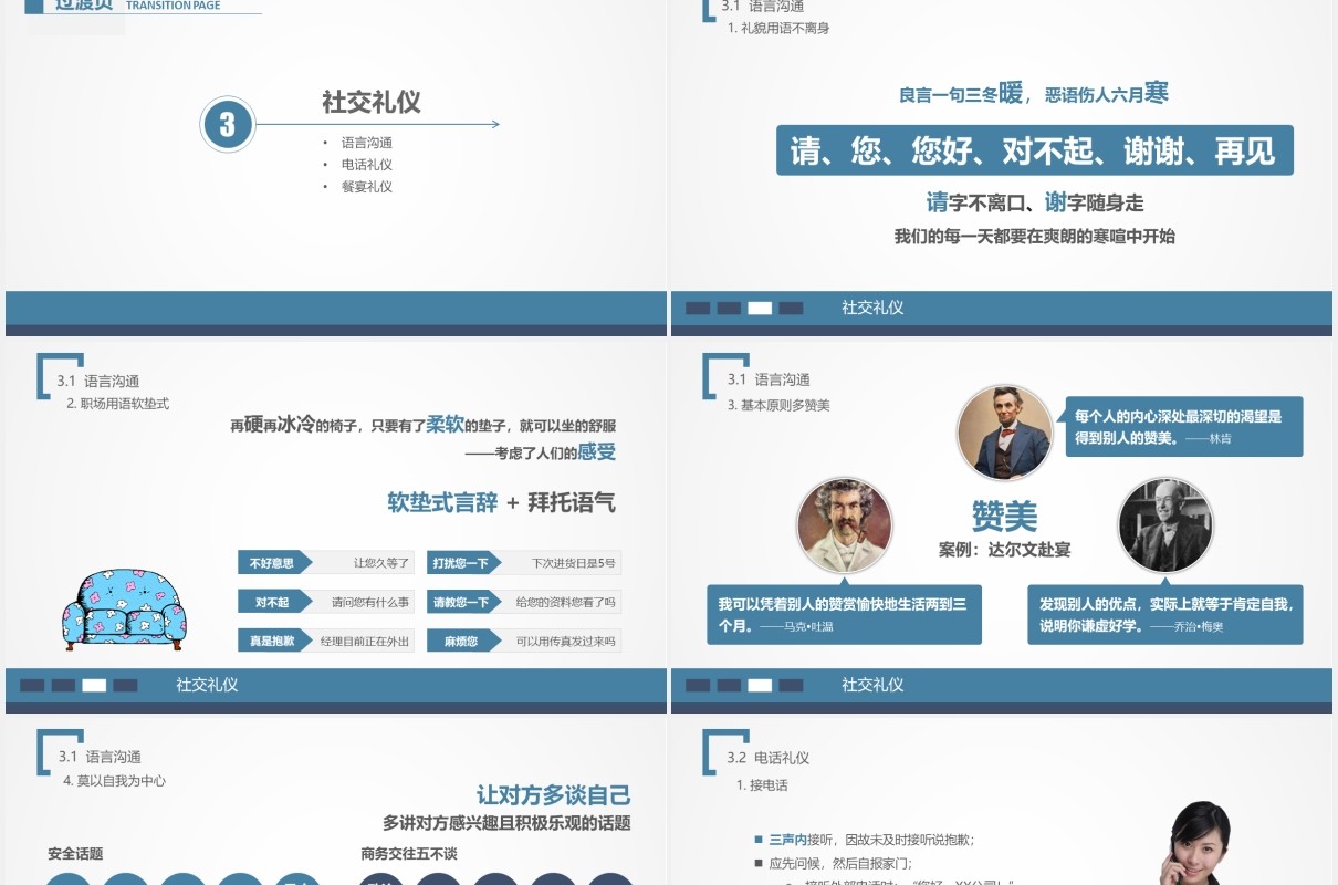 简约实用商务礼仪职业形象培训课件PPT模板